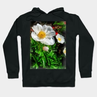 Two White Poppies Hoodie